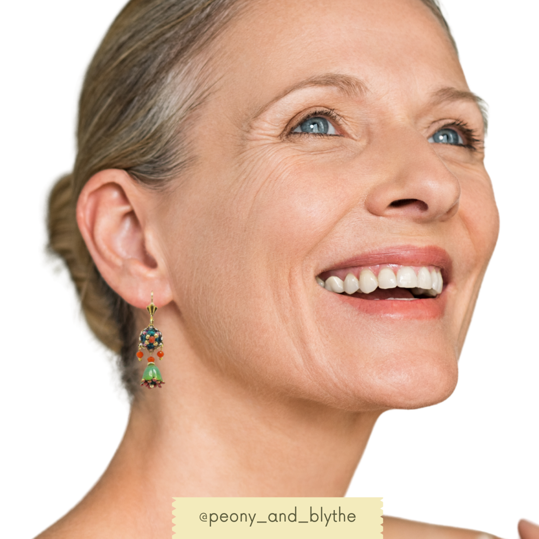 Chandelier trumpet flower with beaded charm